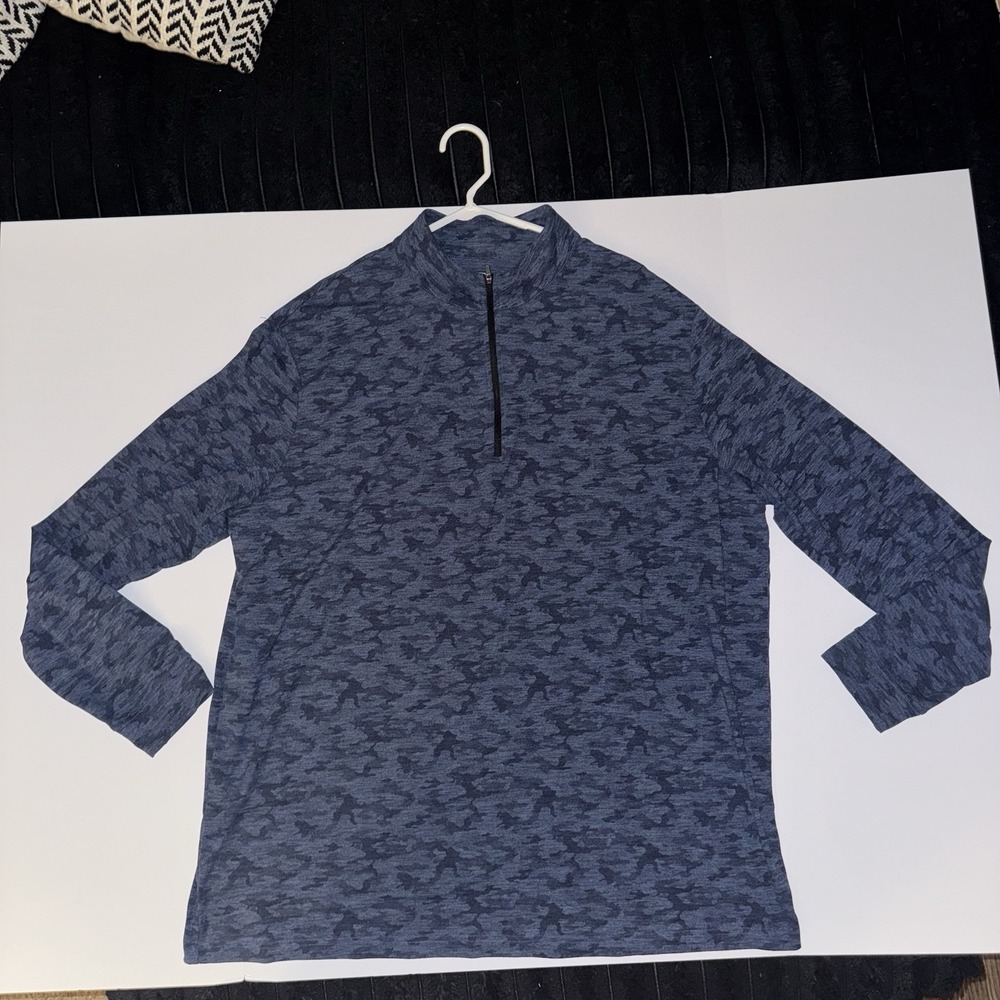 Men's 2XLT Pro Tour Blue Camouflage 1/4 Zip Lightweight Pullover Long Sleeve